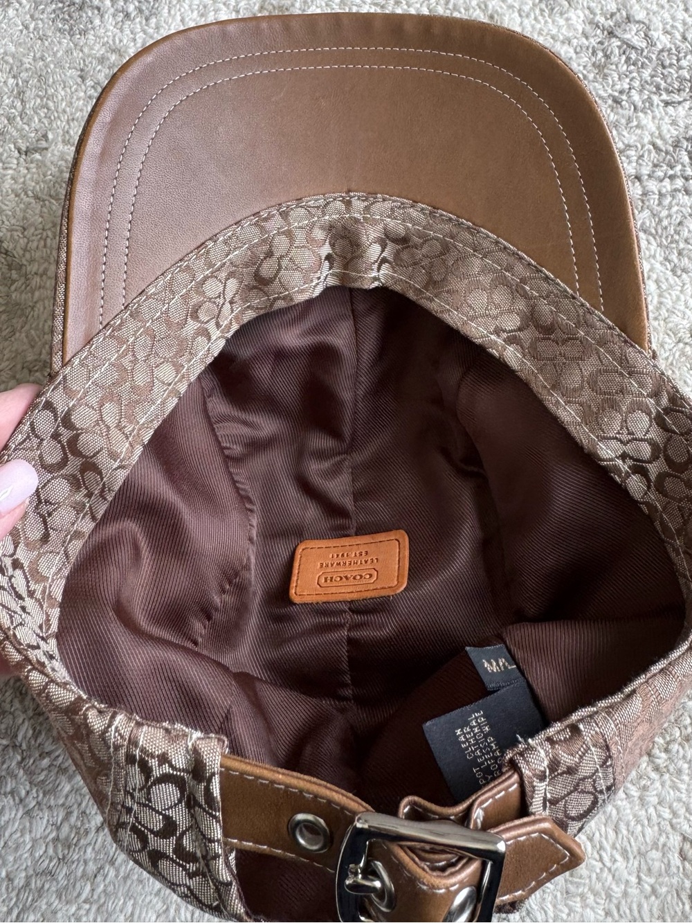 EUC Coach Signature Monogram Baseball Hat In Brown - Picture 7 of 9